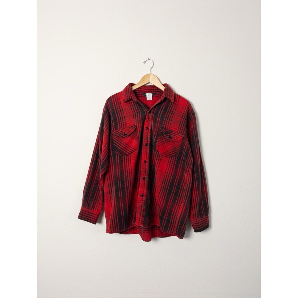 Vintage OshKosh B’Gosh Red Black Plaid Flannel Shirt Large